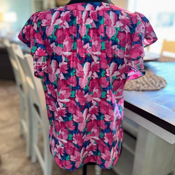 🌸💙 Draper James 💙🌸 Pink and Blue Floral Blouse Size (S) - Picture 6 of 10